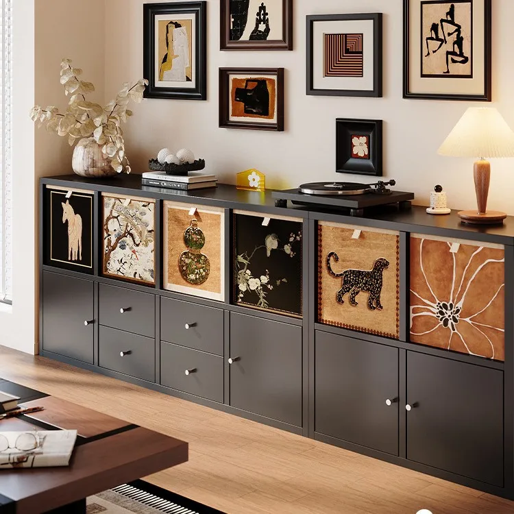 

Medieval Steel Bookshelf Lattice Cabinet Free Combination Floor Bookcase Drop Living Room TV Cabinet Household Storage Cabinet