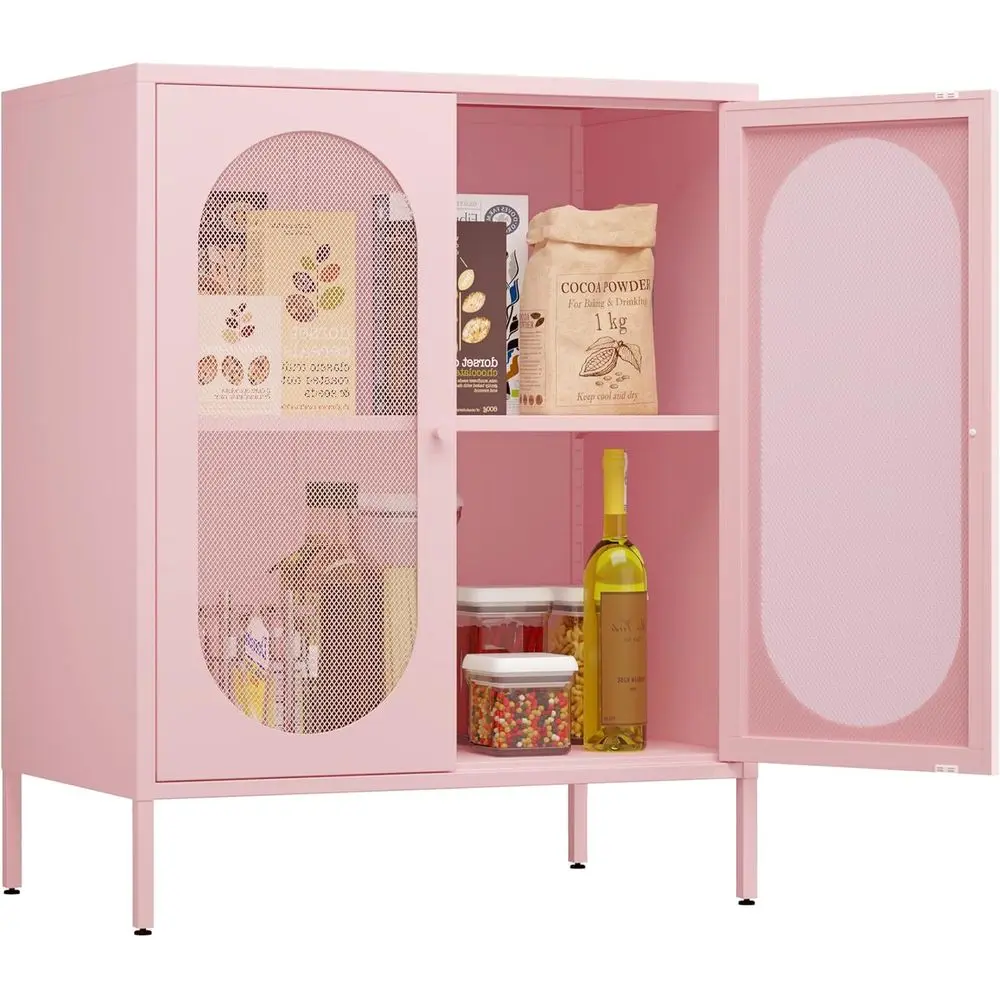 

2-Door Metal Accent Cabinet with Adjustable Shelves, Ideal for Living Rooms, Entryways, Halls, and More