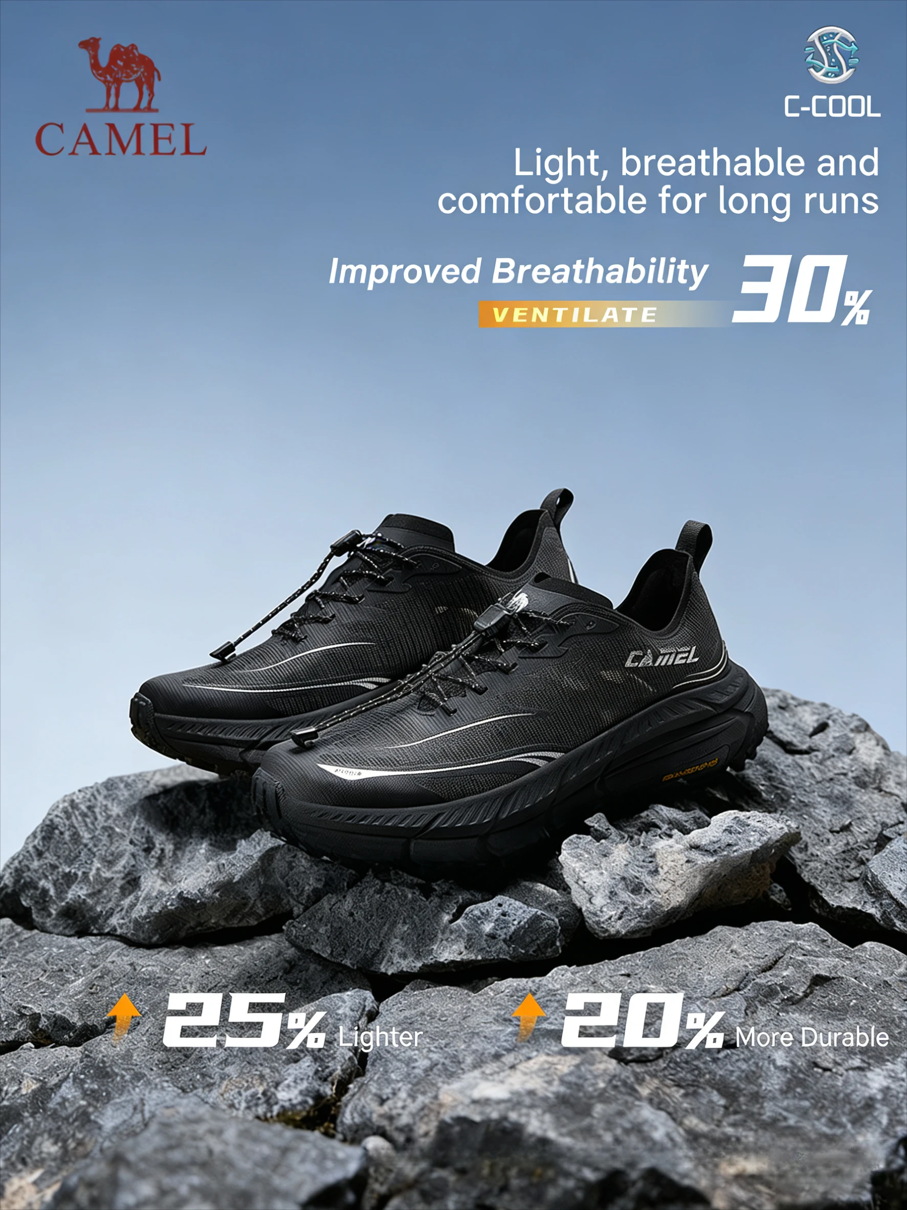 Golden Camel Full Carbon Plate Running Shoes Unisex Mesh Breathable Comfortable All Terrain Outdoors Sneakers Casual Sports Shoe