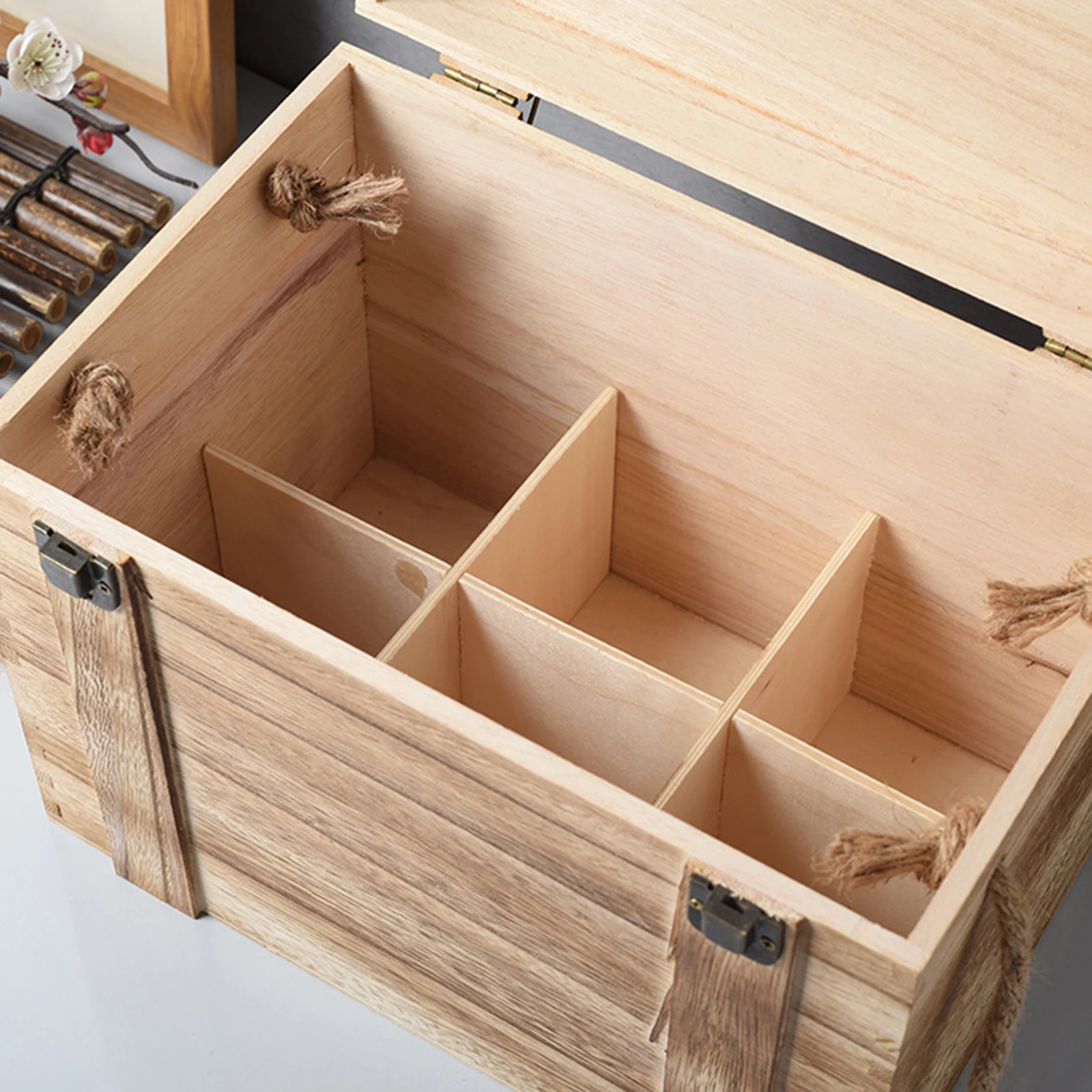 Wood Wine Storage Box Large Capacity Housewarmings Gifts Wine Accessories 6 Bottle Wine Crate for Wedding Anniversary Party