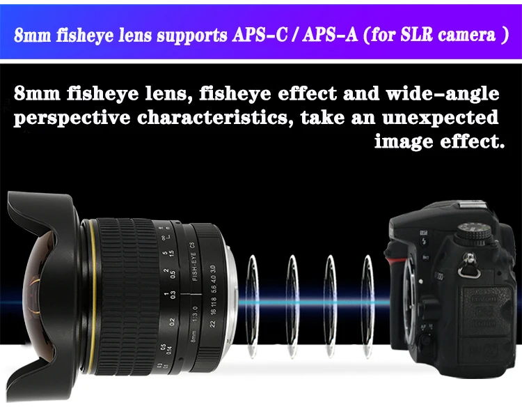 8mm F/3.0 Asphärisches Kreisförmiges Kameraobjektiv Ultra-Weitwinkel Fisheye-Objektiv für Canon DSLR 550D 650D 750D 77D 80D 1100D Kameras – Detail 7