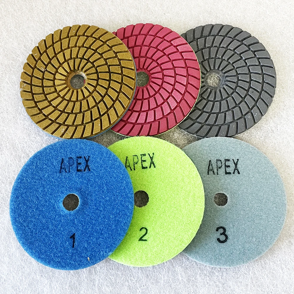 4 Inch 100mm 3-Steps Abrasive Diamond Wet Polishing Pad Grinding Disc For Polishing Stone Marble Granite Quartz Ceramic Tile