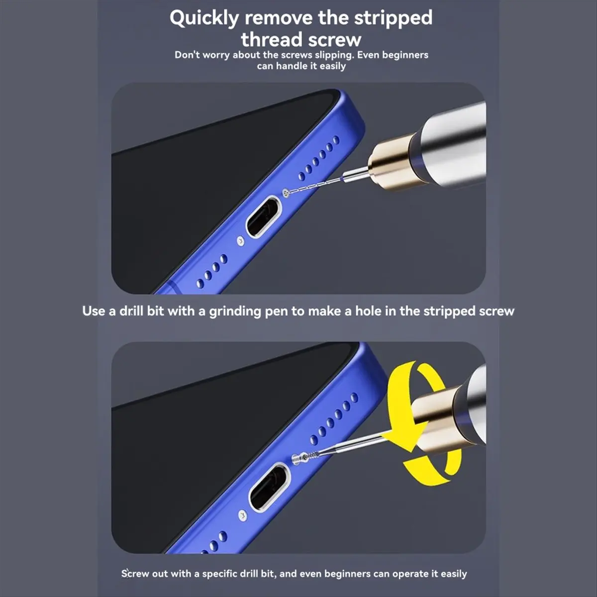 ABAN U8 Drill Bit Removal Mobile Phone Tail Broken Thread Sliding Alloy Armor-Piercing Sliding Tool 50mm/45mm