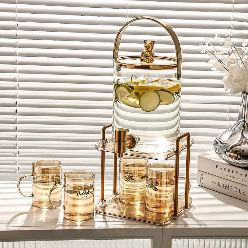 Cold water bottle, juice bucket, drink bucket with faucet, large capacity with stand, heat-resistant