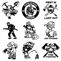 Personality Funny Fireman Fire Truck Sticker Fire Vinyl Attention Safety Exterior Decoration Sticker Car Accessories, 10cm