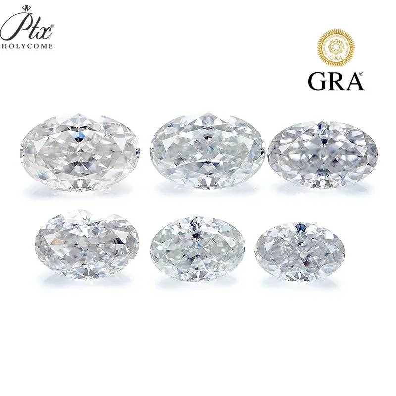 

PTX Loose Gemstones Moissanite Diamond Oval Crushed Ice Cut VVS Clarity Gemstones Engagement Pendant Charms for Jewelry Making