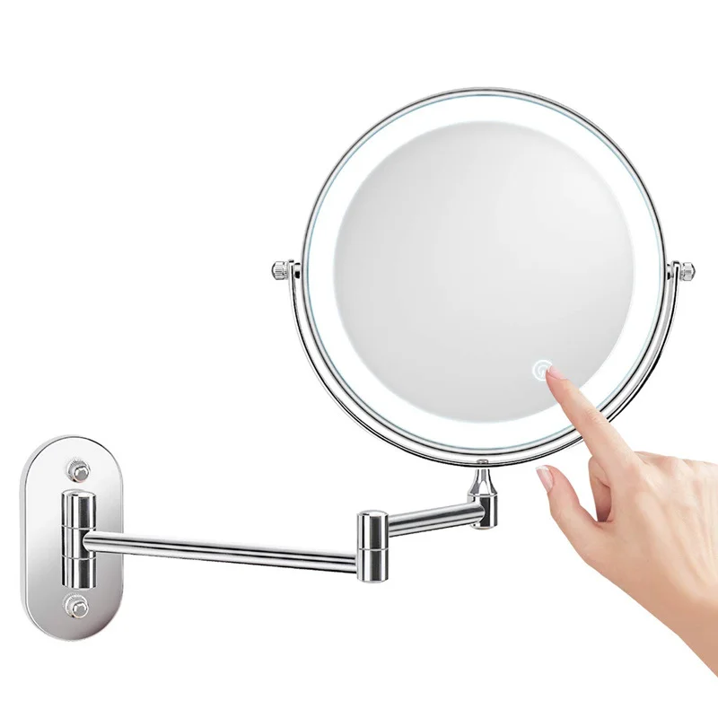 

New 8 Inch Folding Led Cosmetic Mirror Wall Mounted Vanity Mirror 3/5/7/10 Times Magnification Double Sided Illuminated Mirrors