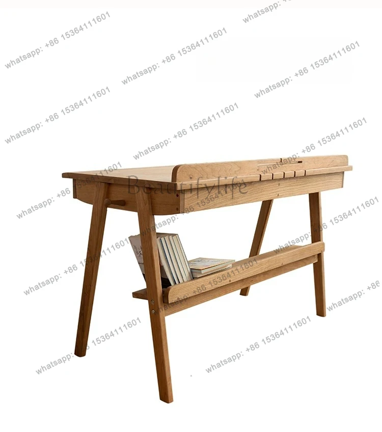 

Nordic all solid wood desk cherry wood small apartment simple study table primary and secondary school students writing table