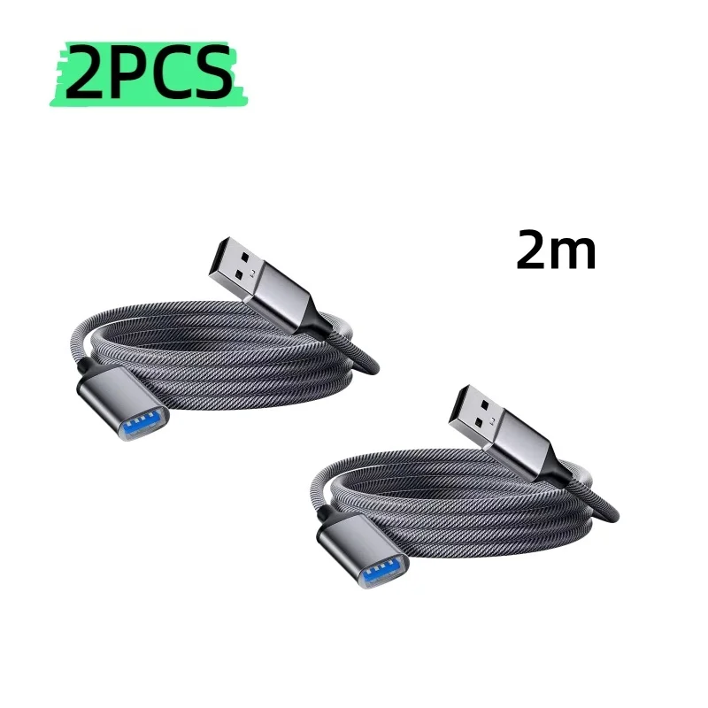2Pack 2M Braided USB Male to Female Extension Adapter Cable, OTG HighSpeed Stable Connection