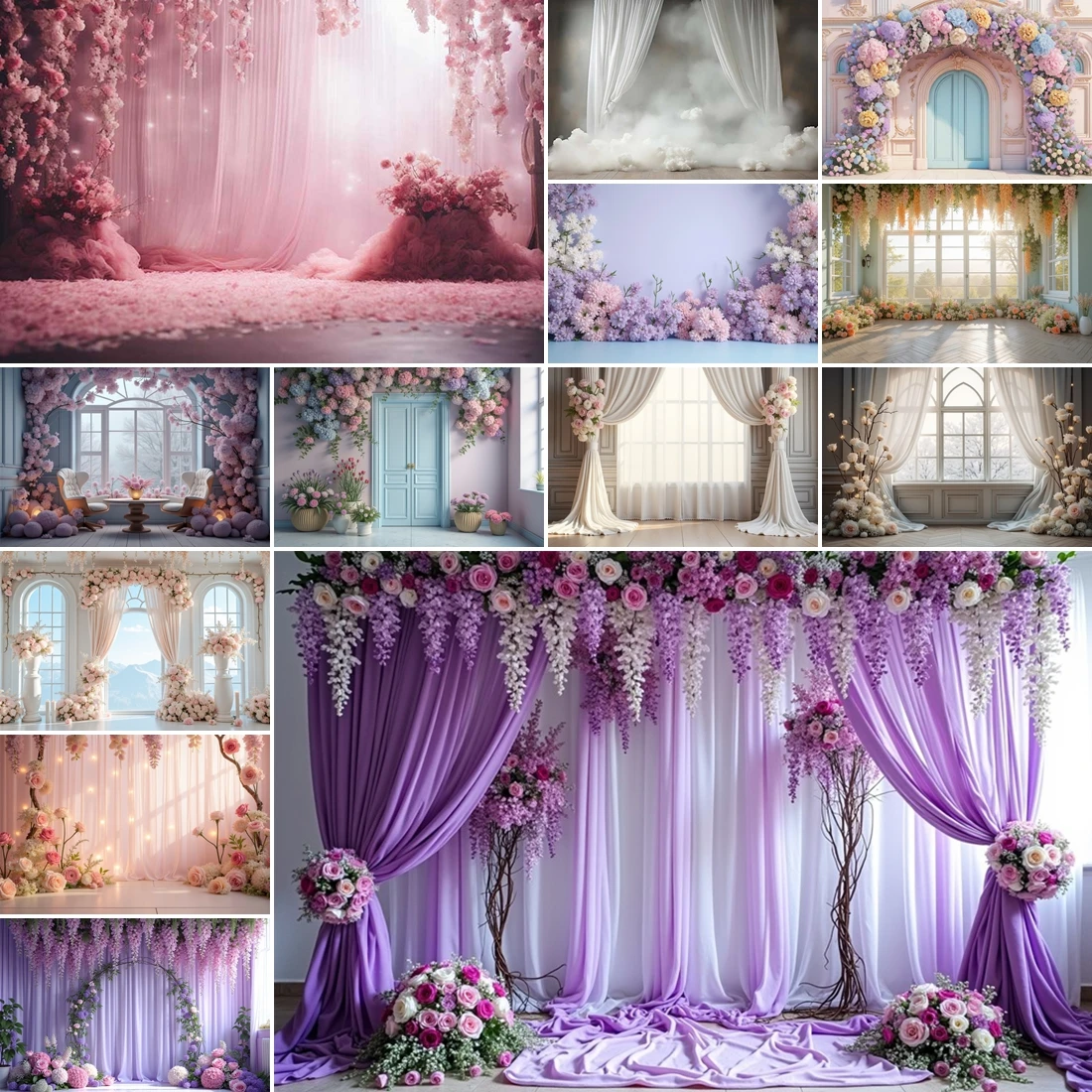 

MOON.QG Flower Bridal Wedding Backdrop Living Room Modern House Interior Room Photography Background Boudoir Inside House