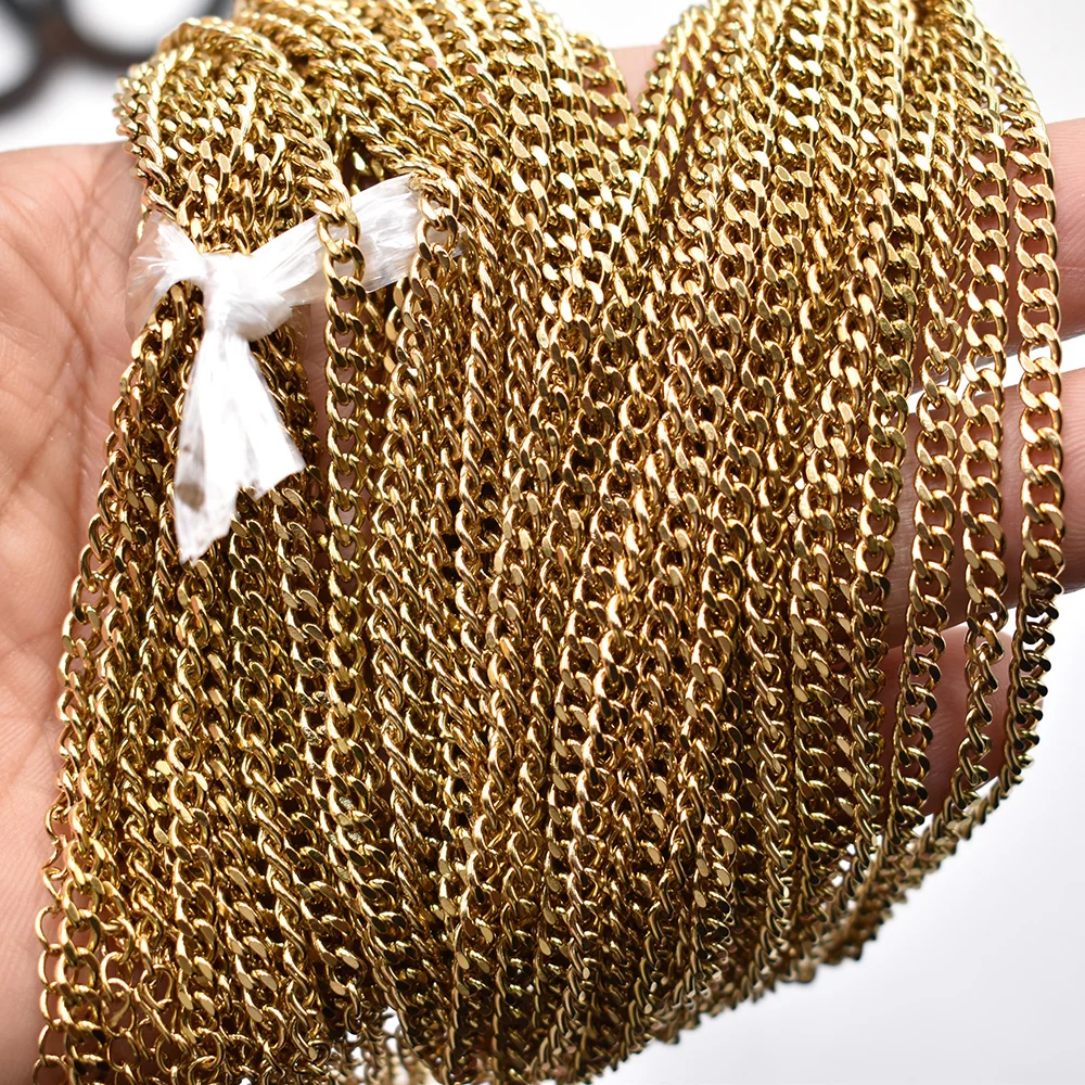 Wholesale 20pcs/lot 3mm Gold Colour Stainless Steel Grind Necklace 40cm+5cm Chain Lobster Clasp DIY Jewelry Accessories Free