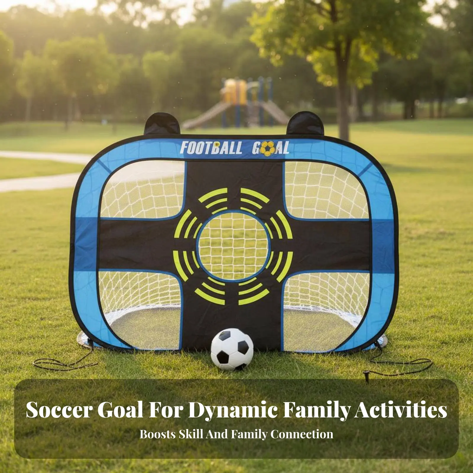 

Foldable Kids' Football Net Easy Assembly Portable Soccer Net Set Includes Carrying Bag Quick-Setup for Park, Backyard, Beach