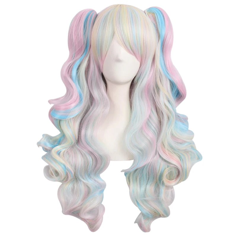 

Cos Wig Female Long Curly Hair Lolita Grip Double Ponytail Qi Side Bangs Color Anime Full-Head