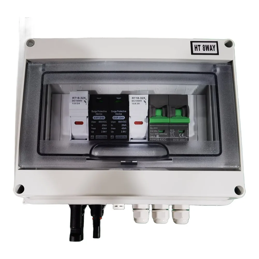 600V Solar PV Combiner Box 1In1Out IP65 Waterproof with for Circuit Breaker and Fuse for Residential Rooftop Systems