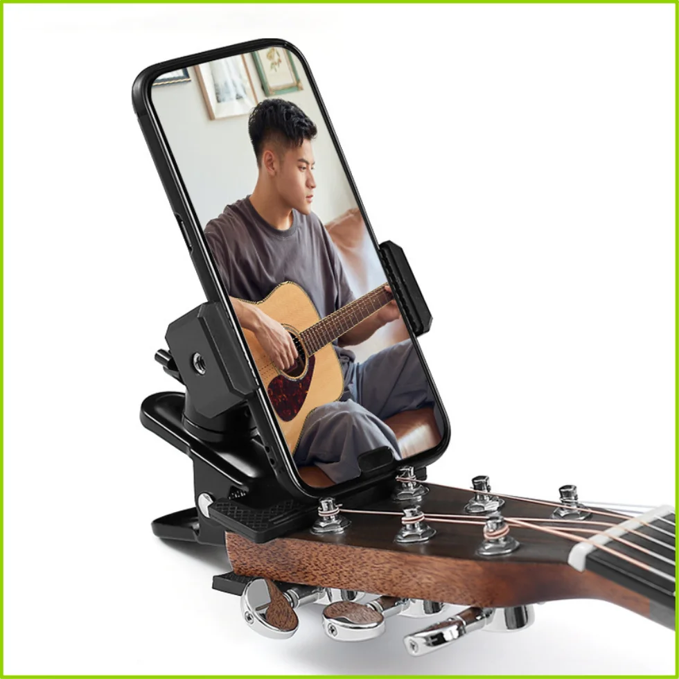 Guitar Head Clip Mobile Phone Holder Live Broadcast Bracket Stand Tripod Clip Head For Mobile Phones, Action Cameras