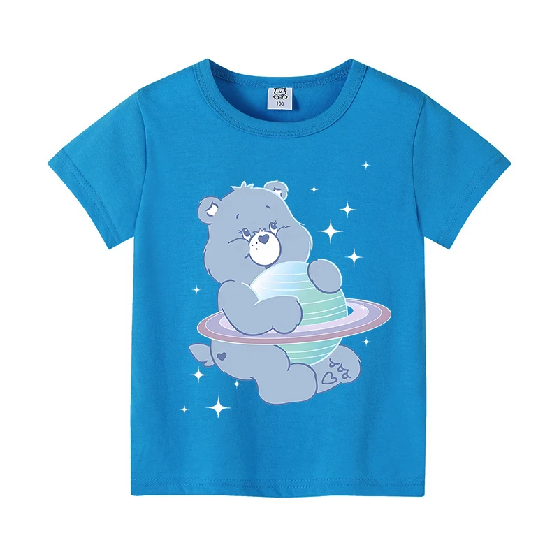 Carebearss Children T-Shirt Cute Anime Girls Kawaii Little Bear Tees Shirt Cartoon Short Sleeve Tops Kids Clothing Birthday Gift