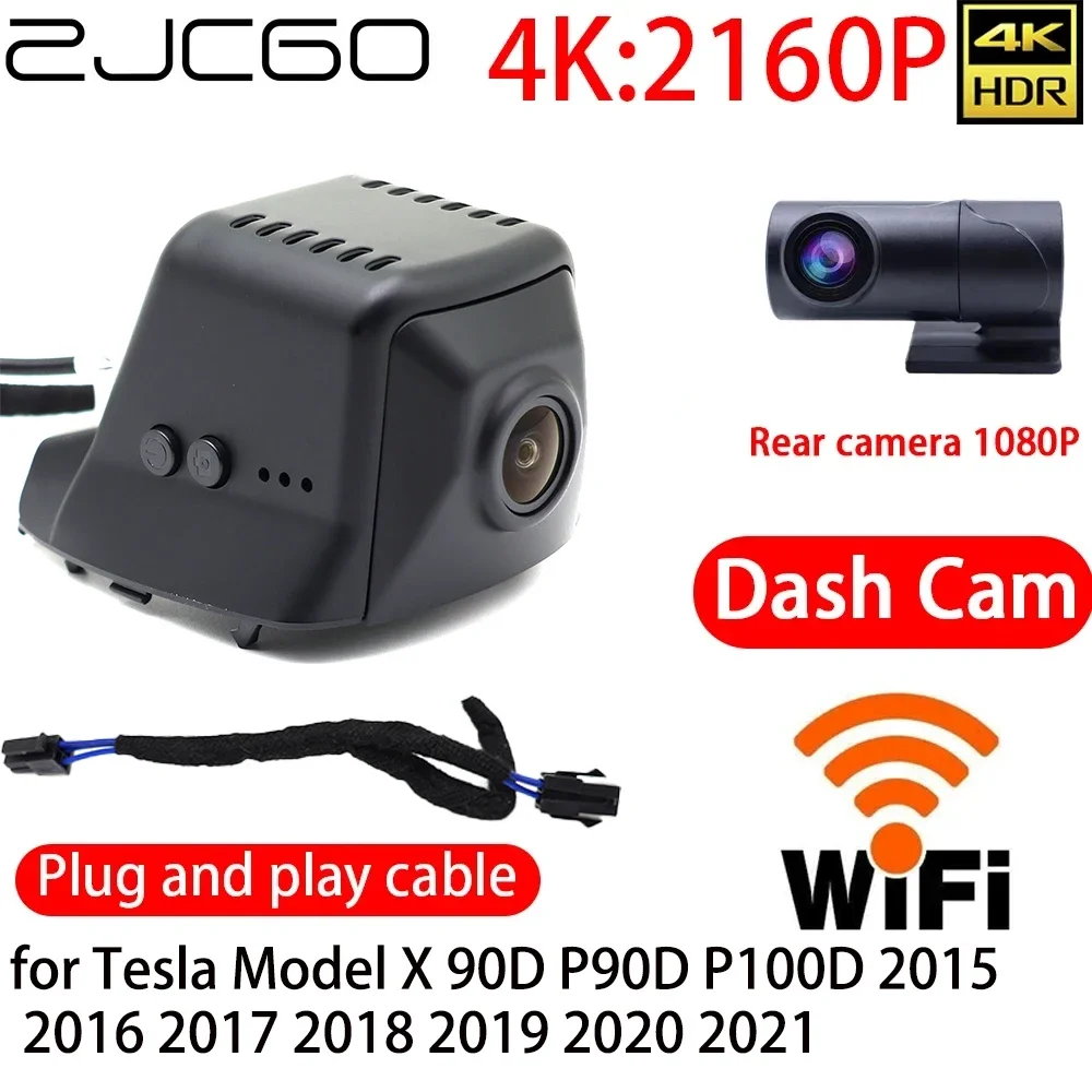 

ZJCGO 4K DVR Dash Cam Wifi Front Rear Camera 24h Monitor for Tesla Model X 90D P90D P100D 2015 2016 2017 2018 2019 2020 2021