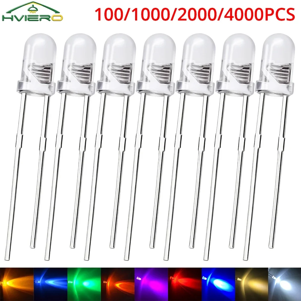 

F3 3mm Round LED Assortment Kit Ultra Super Bright Light Emitting Diodes Bulb Lamp White Red Green Blue Water Clear Diode
