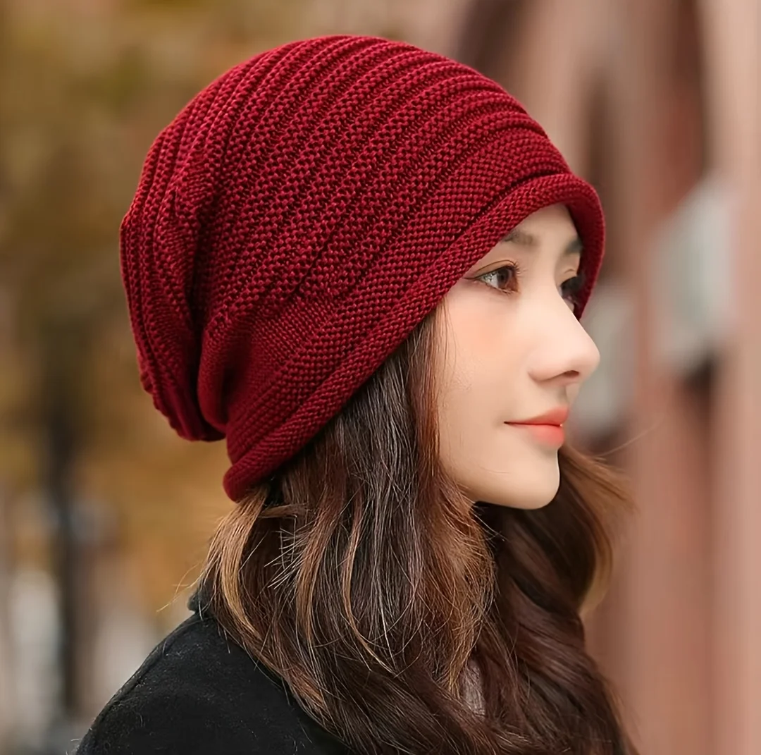 Doppellagige, gestrickte, warme Mütze für Damen und Herren – randlose Outdoor-Fahrradmütze, die warm hält und vor Kälte schützt. – Detail 2