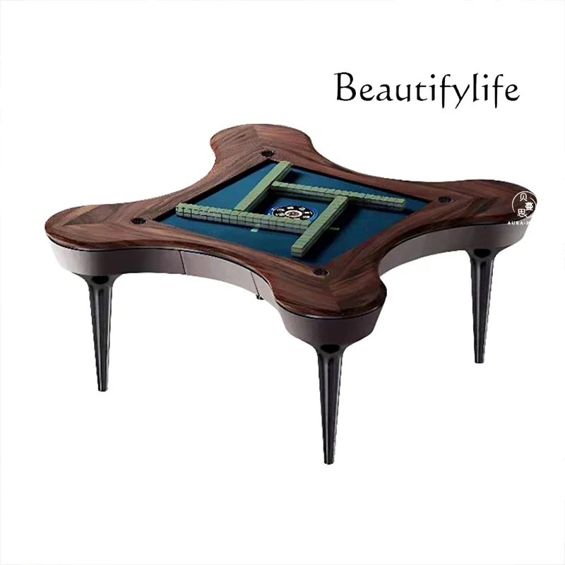 Light luxury solid wood automatic mahjong table designer high-end chess and card table entertainment room mahjong machine