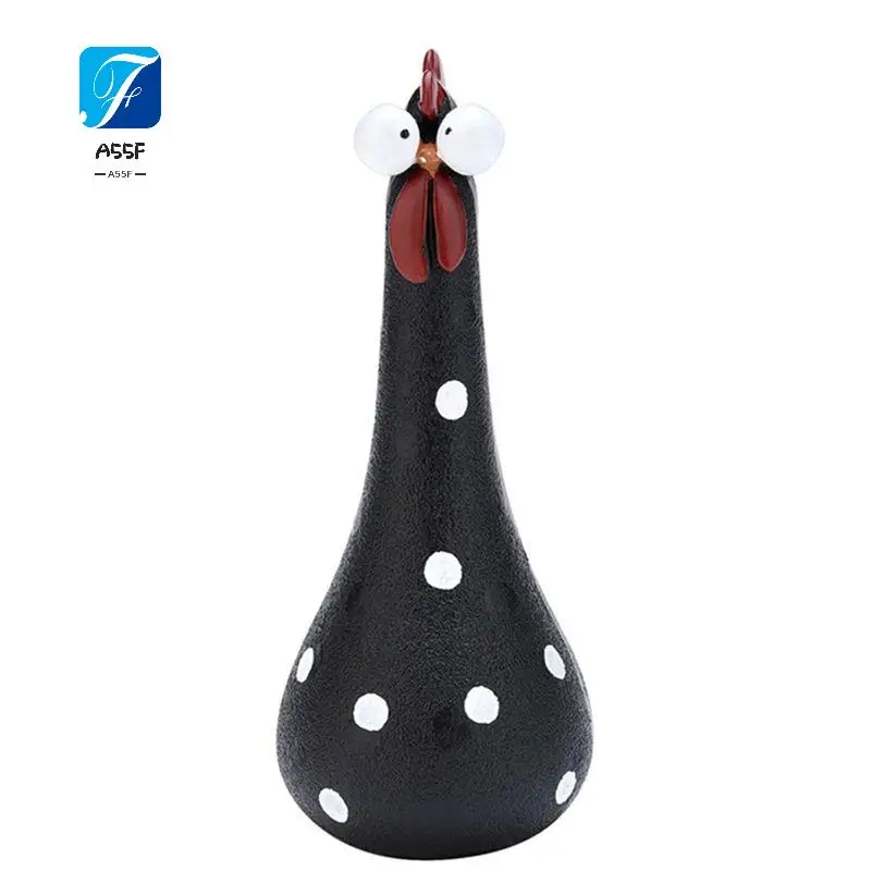A55F-Resin Crafts Resin Chicken Ornaments Garden Decoration Ornaments Long Neck Chicken Resin Crafts