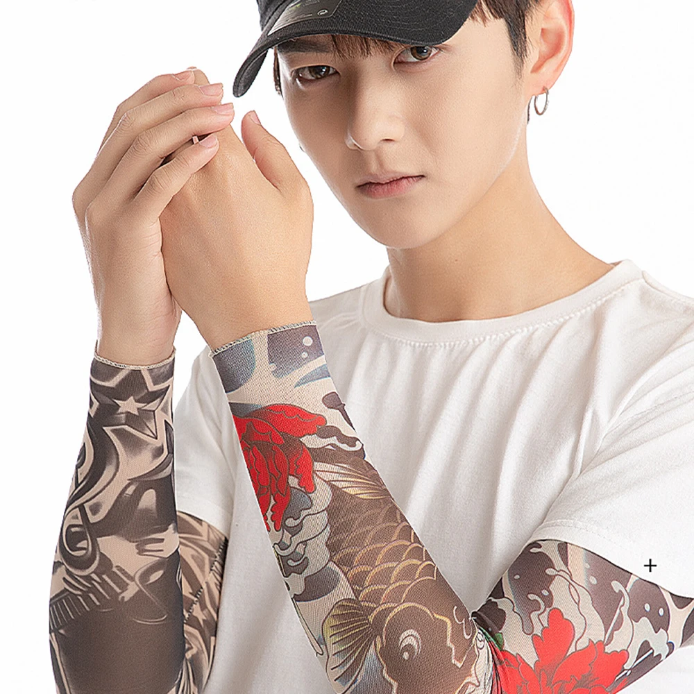 Ropa deportiva para correr, baloncesto, deporte al aire libre, protección UV, mangas de brazo de flores, mangas de tatuaje, cubierta de brazo, protección solar, 1 ud.