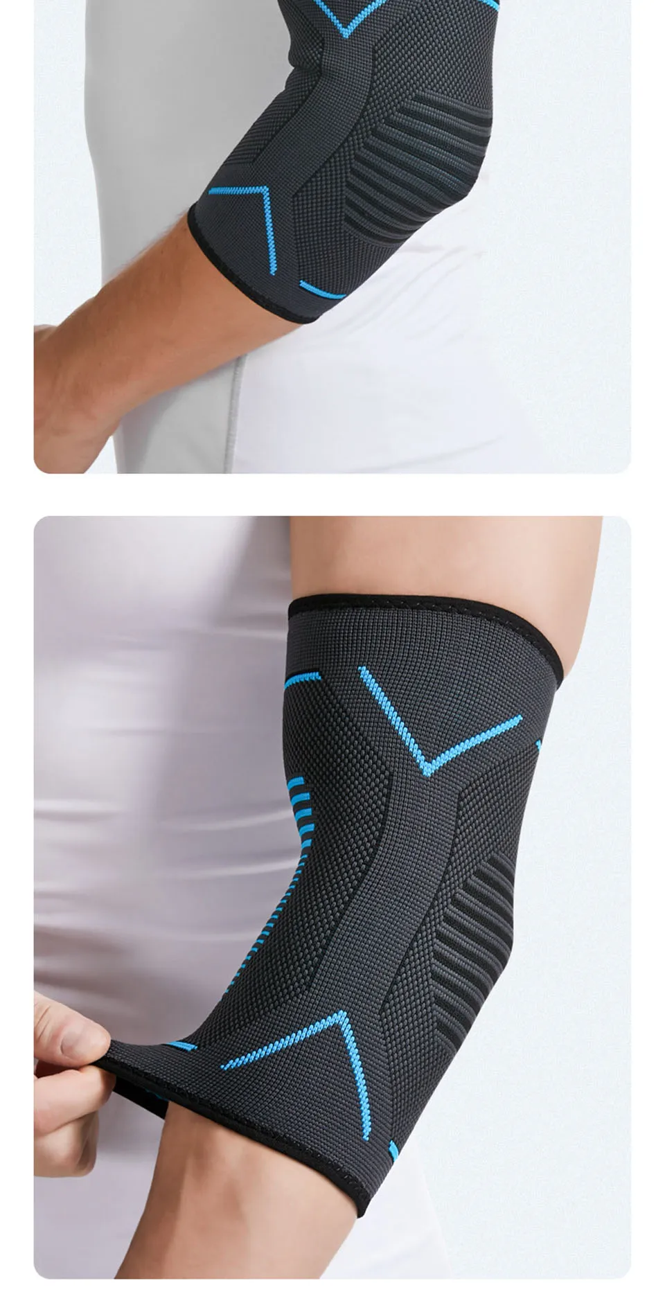AOLIKES Ellenbogenbandage, Kompressionsmanschette, Armstützhülsen, Unterarm-Schmerzlinderungspads, Hosenträger für Sehnenentzündung, Tennis und Golfer, Ellenbogen – Detail 12