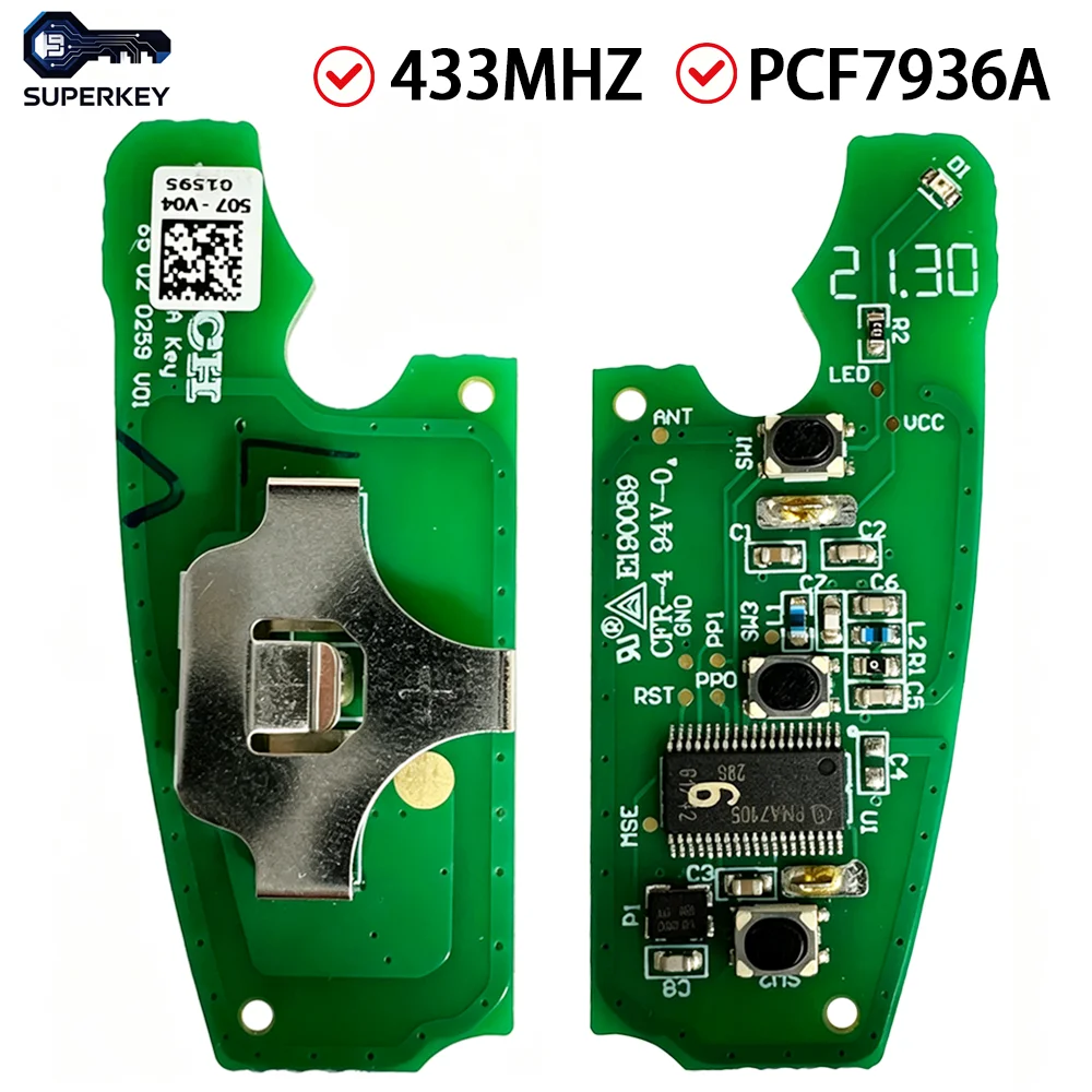 Remote Car Key PCB For Chery Tiggo 5 Flip 434Mhz ASK ID46 PCF7936A HITAG2 7936 Chip 3 Buttons 18072304161J6010 J60-7900010