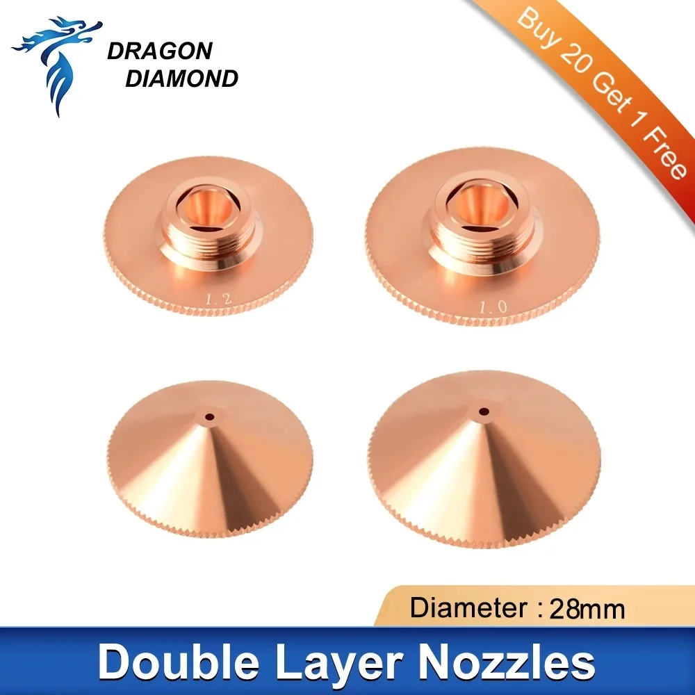 Laser Nozzle Single Double Chrome-plated Layers D28 Caliber 1.0-5.0mm for Raytools Precitec WSX CNC Fiber Cutting Head