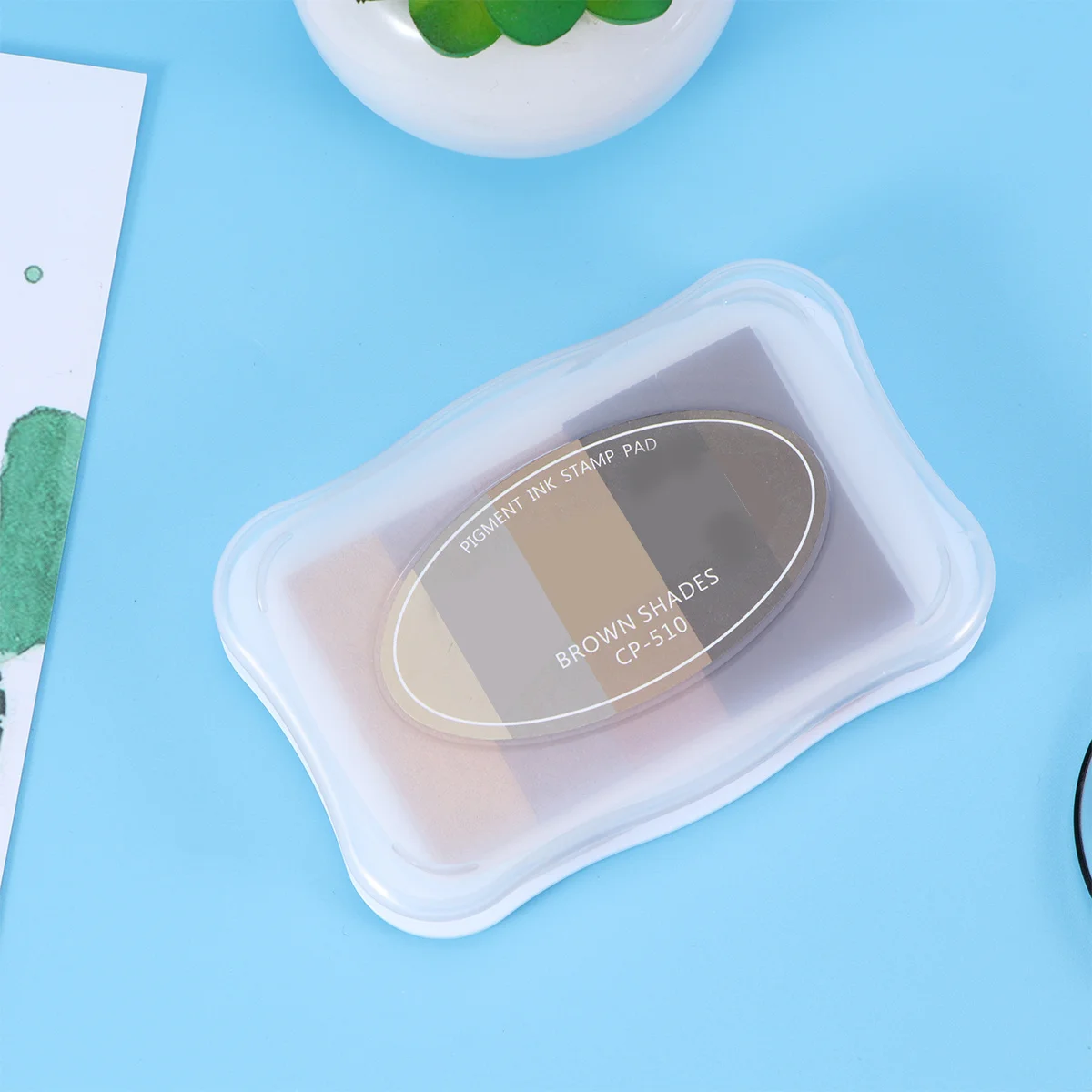 وسادة حبر متدرجة مكونة من 5 ألوان آمنة مثالية لصنع بطاقات القصاصات ومشاريع الطباعة اليدوية وسادة حبر بنية #3