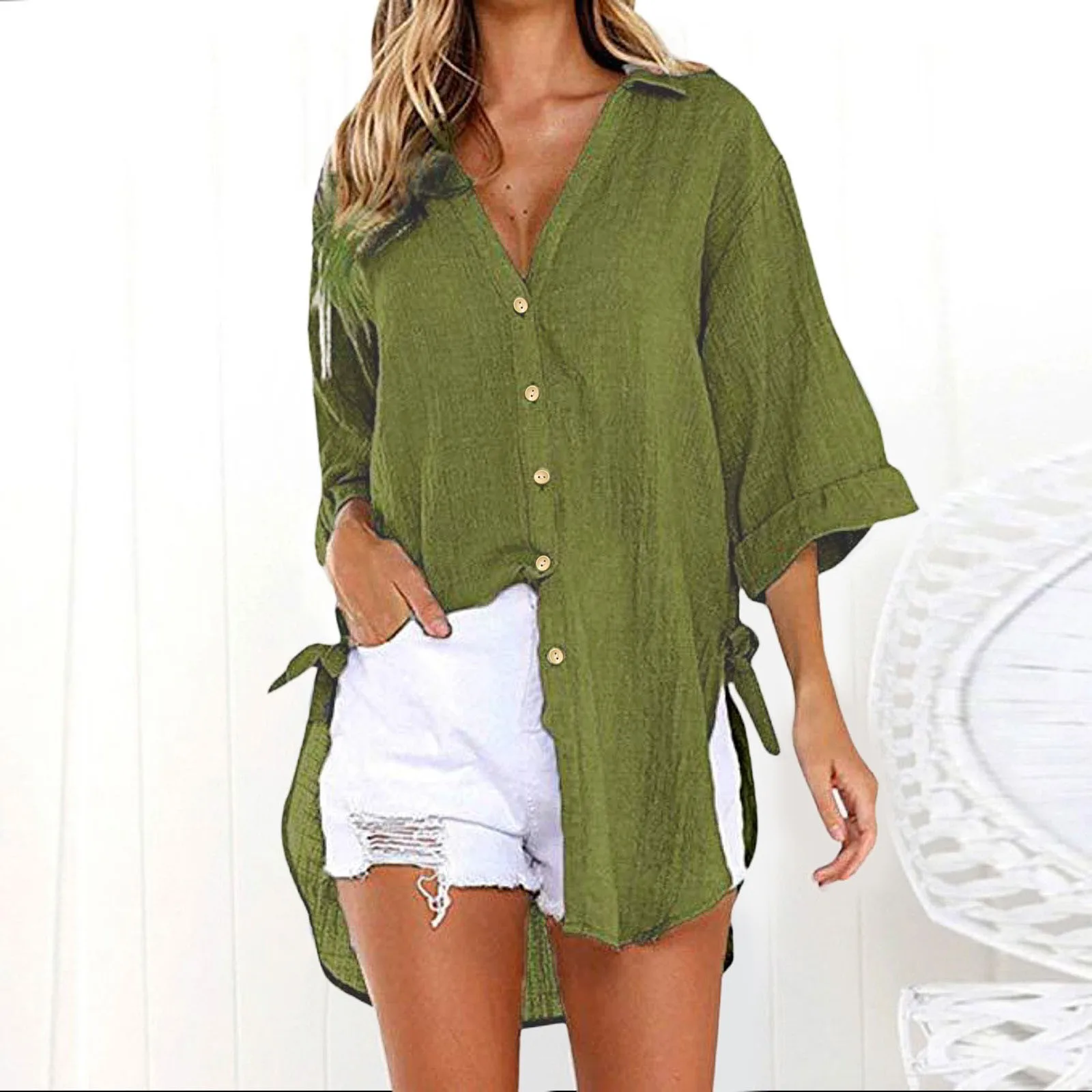 Casual Long Sleeve Loose Shirts Women Fashion Cotton Linen Blouses Tops Vintage Streetwear Oversized 5XL Button Tunic Top Tee