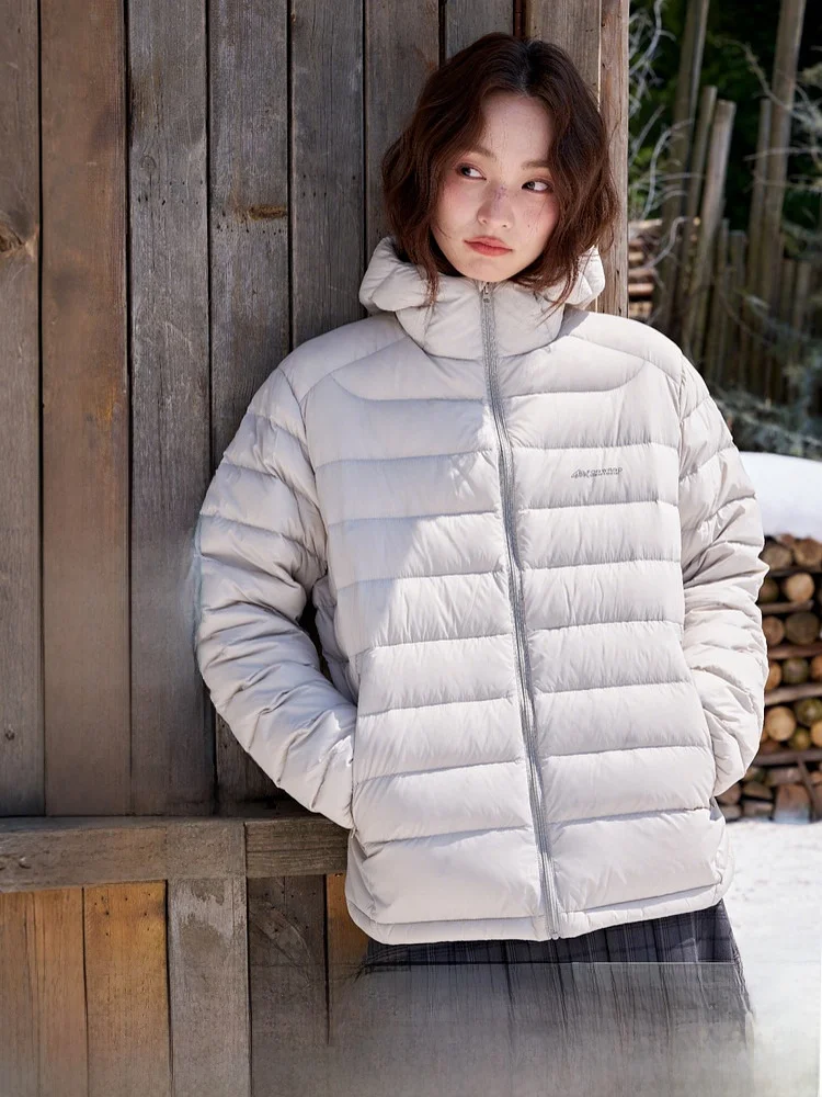 

Snowy Commute Style Women's Lightweight Casual Quilted Jacket Duck down Coat Korean Version Straight Cut Long Sleeve Zipper