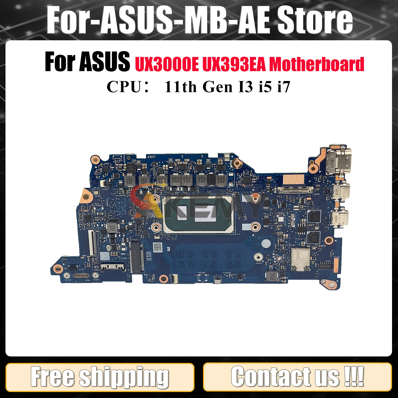 

UX393EA Материнская плата для ноутбука ASUS ZenBook UX393EA UX3000E UX393E Материнская плата для ноутбука с 11-го поколения I3 i5 i7 100% тестирование OK stk
