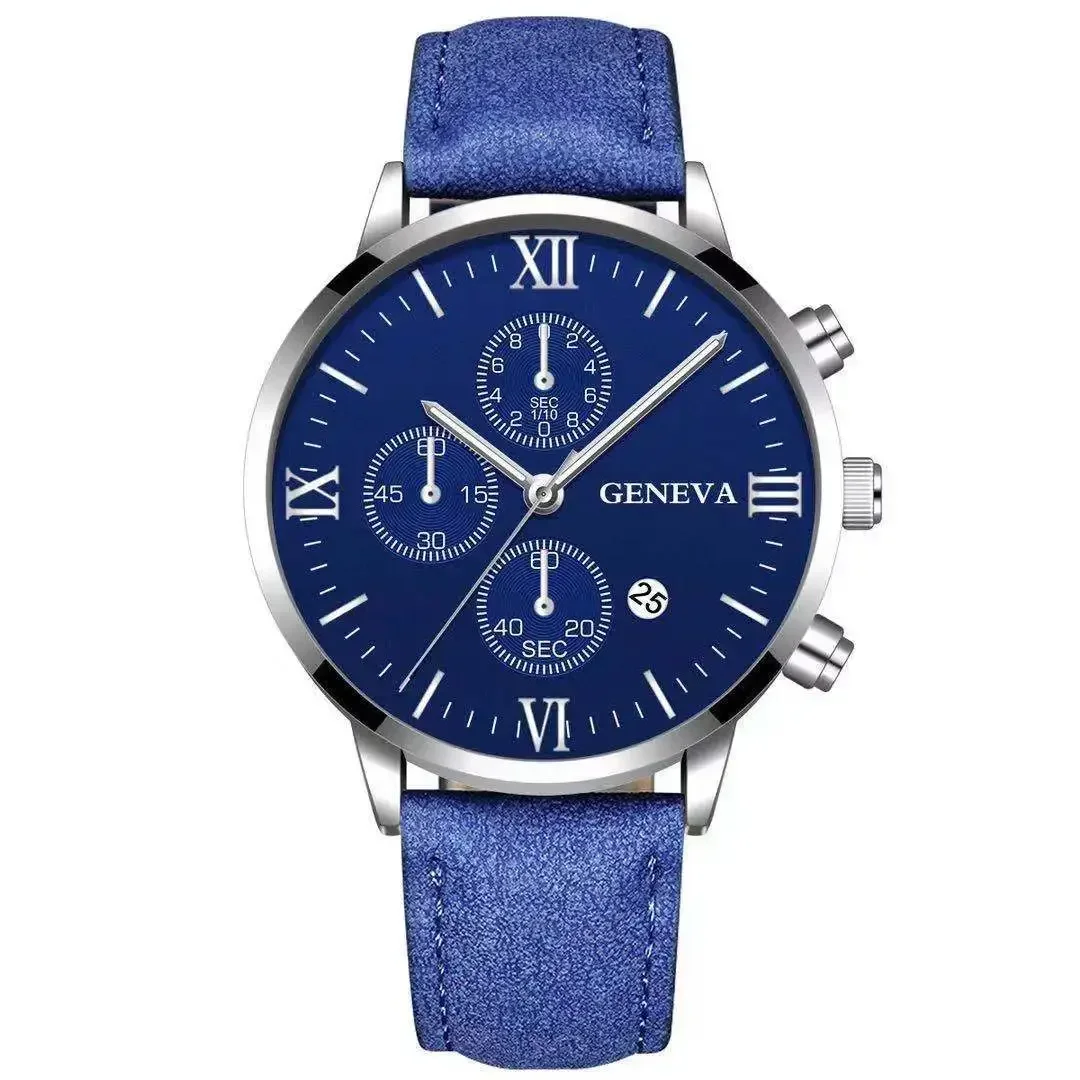 

New Fashion Geneva Men Date Alloy Case Synthetic Leather Analog Quartz Sport Watch Male Clock Top Brand Luxury Relogio Masculino