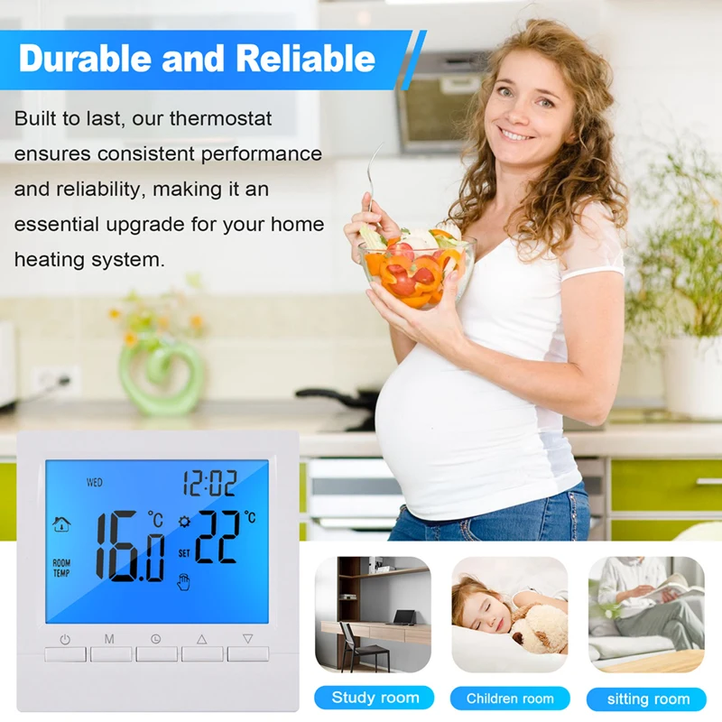 Программируемый цифровой термостат 3A, еженедельный регулятор комнатной температуры для эффективного домашнего отопления, синяя подсветка