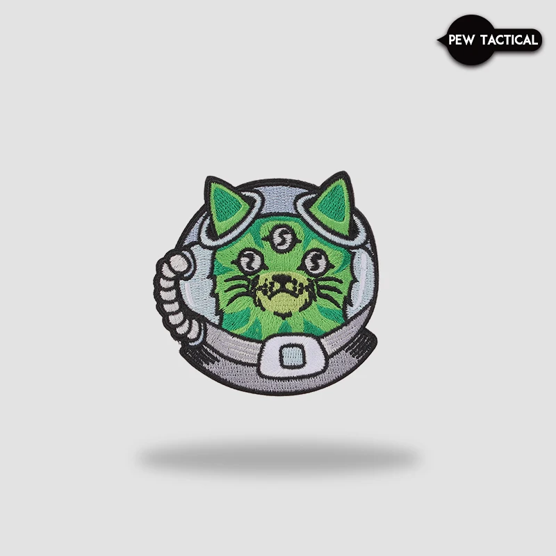 PEW taktis Patch kosmik tiga mata kucing Glow-in-the-Dark bordir sihir lencana Armband Morale lencana