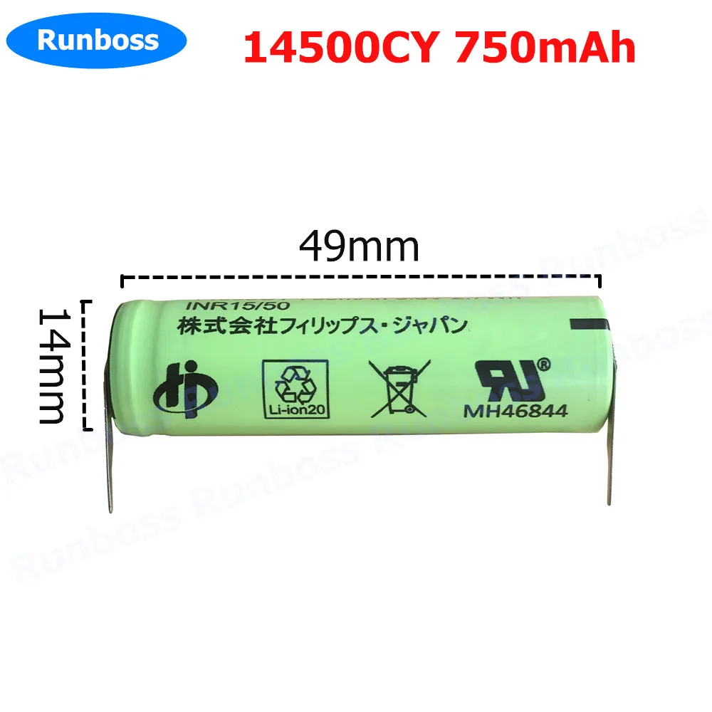 1-2Pcs 3.7V 750mAh 14500CY Li-ion Replacement Battery For Braun Oral-B Toothbrushes 3765, 3766, 3767, 3771, Genius X, 10000