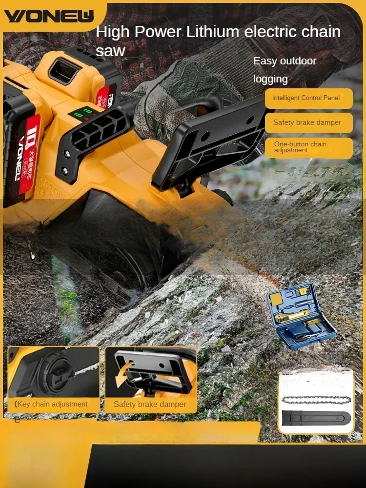 High-Capacity Lithium Battery Powered Cordless Chainsaw for Tree Cutting