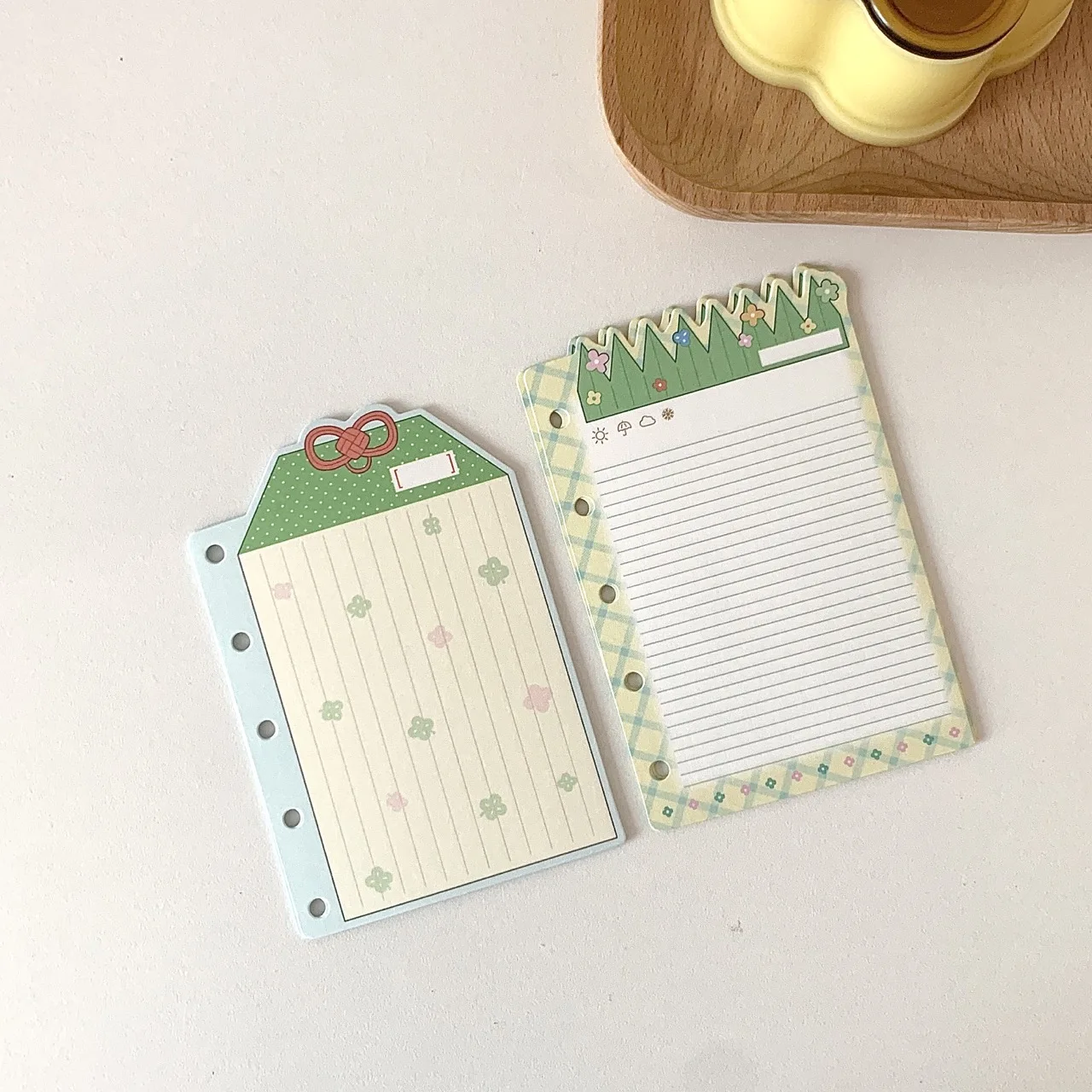 Isi Ulang Binder A7 M5 Tema Cokelat Pink, Memo Pad Bentuk Kustom, Lembar Catatan Gaya Korea Salt Punch Kawaii