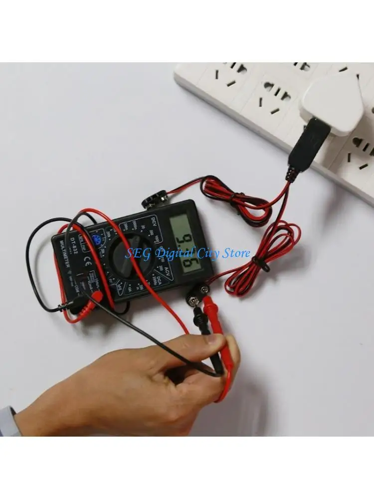 U75B 100/200/300cm 2in1 USB Mains Convert to Dual 6F22 9V Battery Cable