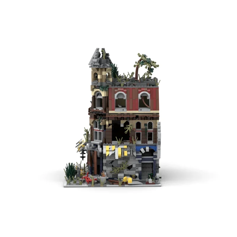 MOC 2177 PCS Ruined City Cafe Shop Model Building Blocks Post-Apocalyptic Street Corner Brick Creative Display Toy Children Gift