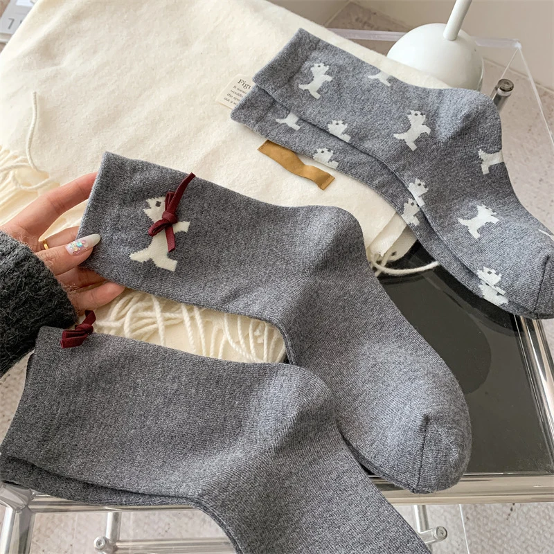 

Women Socks Korean Style New Fashion Comfortable Casual Cute Socks Female Bow Kawaii Warm Loose Socks For Girls Cartoon Trendy