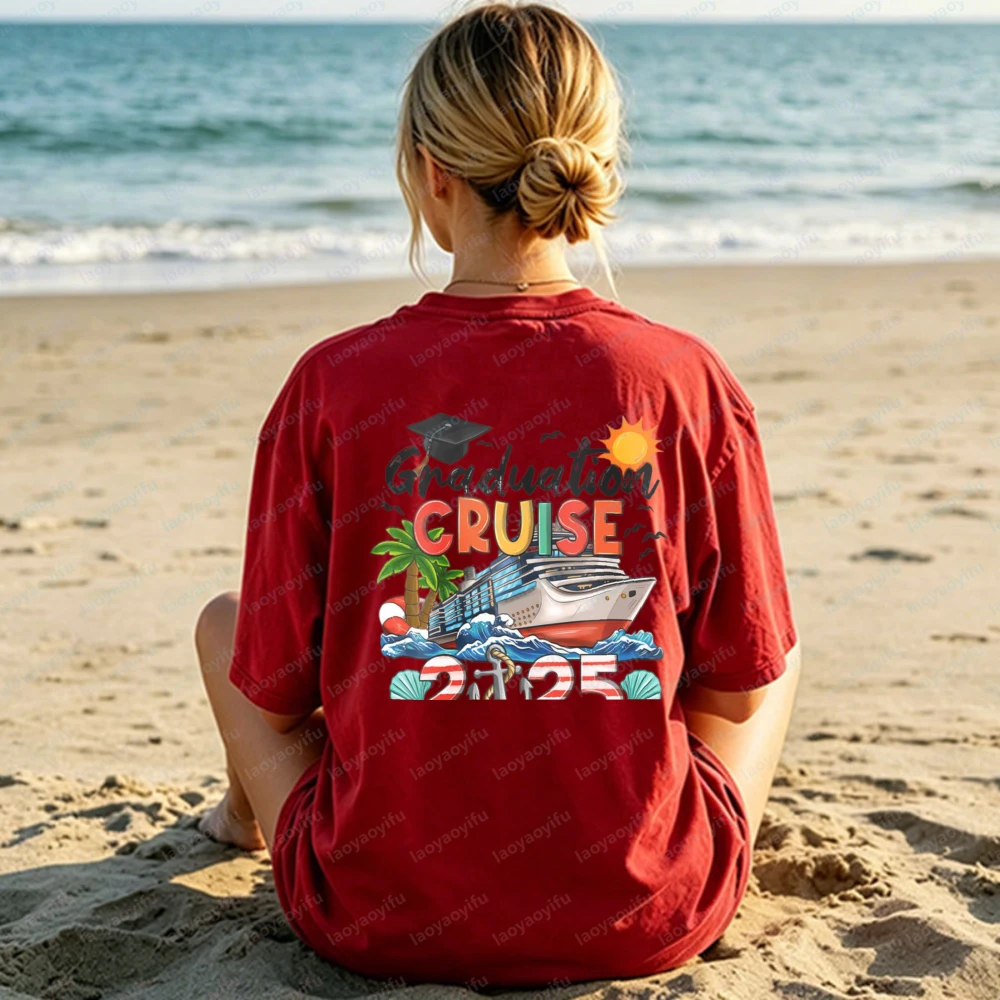 Graduation Cruise 2025 Cotton T-shirt Summer Vacation Casual Retro Style Tees Women Men Fashion Streetwear Funny Graduation Gift