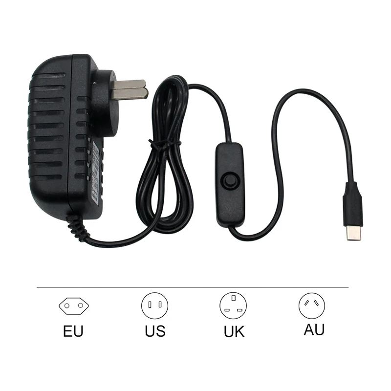 Raspberry Pi 4 Type-C Power Supply 5V 3A Power Adapter With ON/OFF Switch EU US AU UK Charger for Raspberry Pi 4 Model B