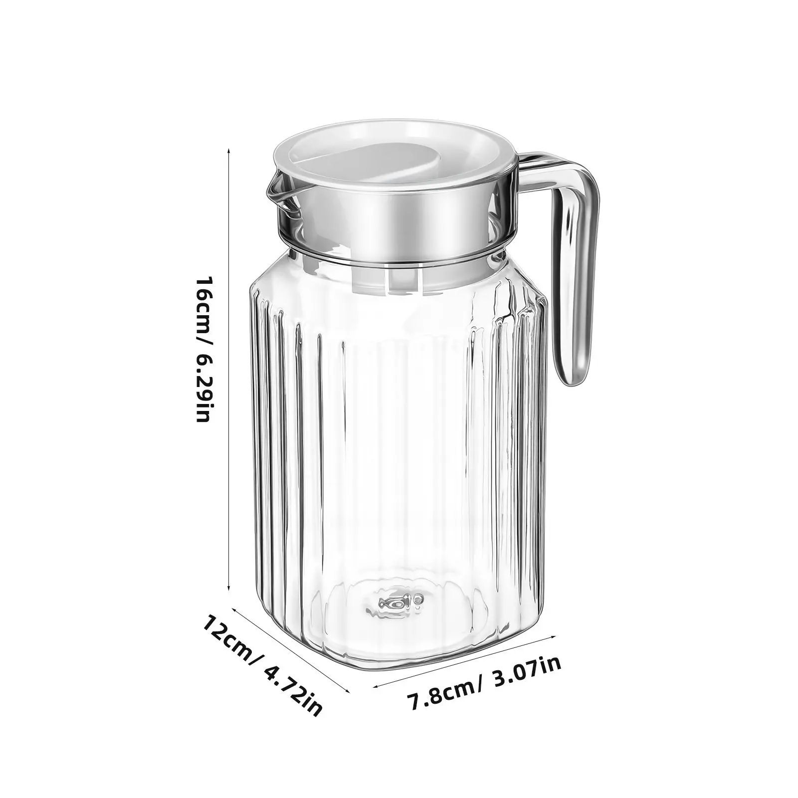 500Ml Juice Pitcher Plastic Clear Striped Design Leakproof Lid Fridge Jug for Cold Beverages Tea Lemonade Water Container