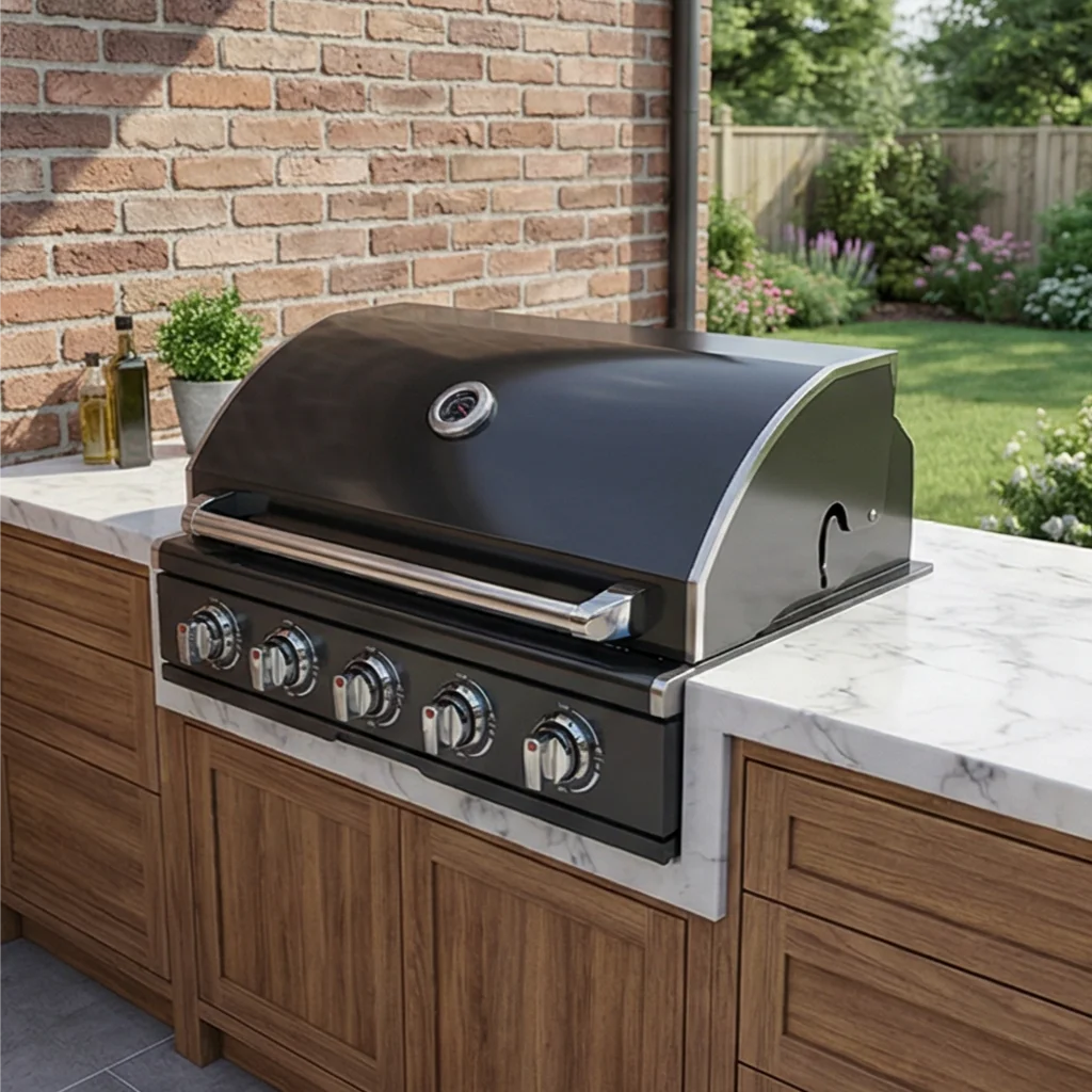 30-Inch 5 Burner Stainless Steel 304 Black Titanium LPG Or Natural Gas BBQ Grill For Garden Party Or Kitchen Use