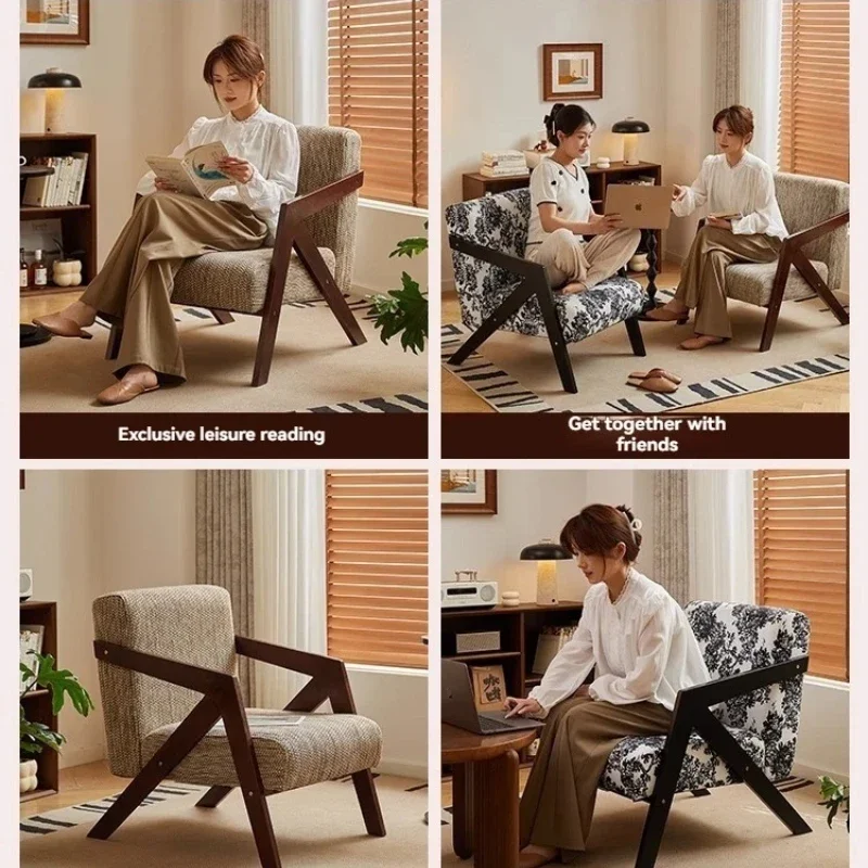 Single Sofa Chair Richard French Medieval Style Balcony Leisure Chair Light Luxury High-end Feeling Living Room Lazy Sofa