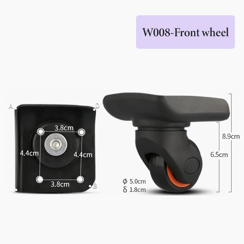 For W008 Model Waterproof Luggage Replacement Wheel - Heavy-duty 360° Swivel Luggage Wheel Repair Part (screws included)