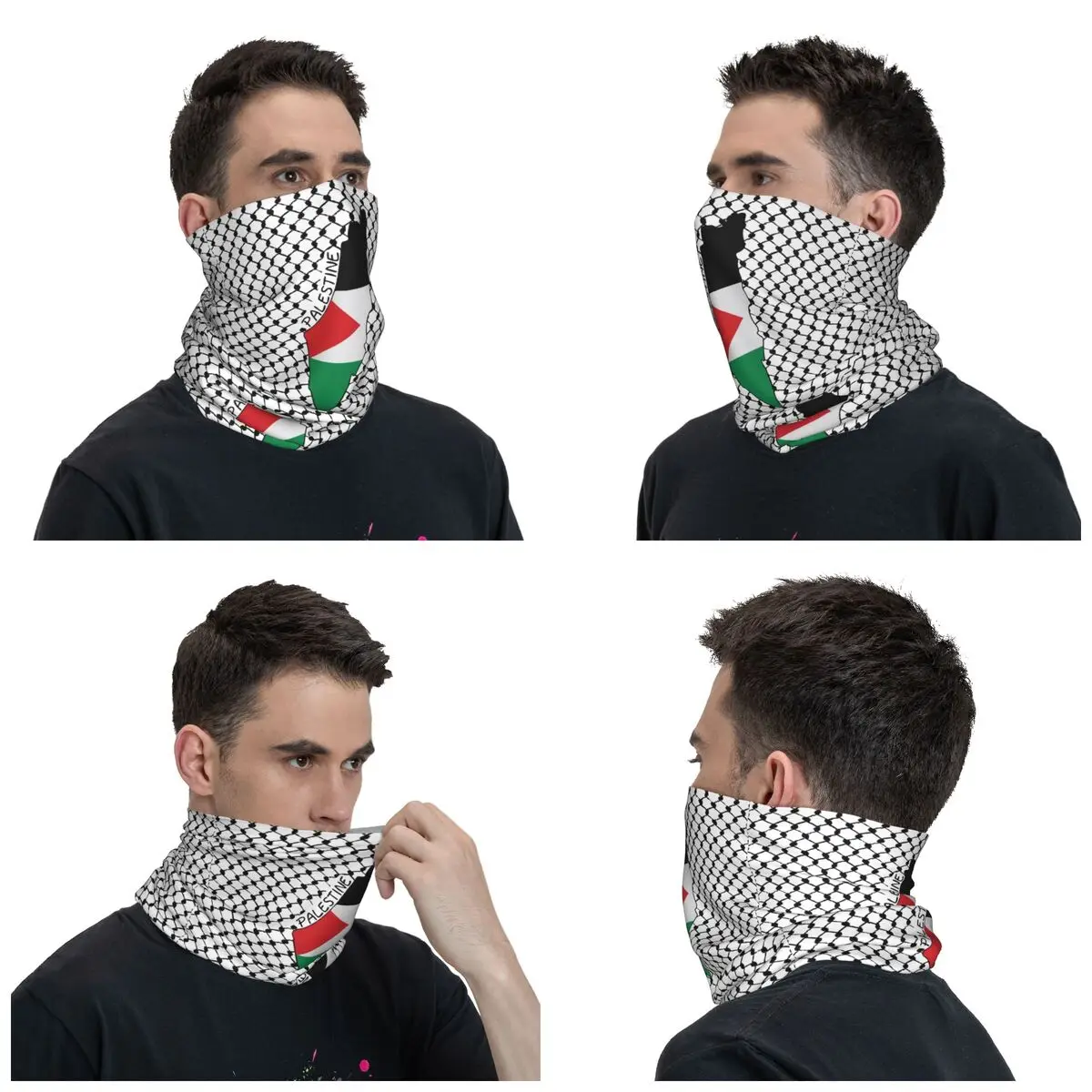 Palestine Flag Map Palestinian Kufiya Hatta Bandana Neck Gaiter Printed Keffiyeh  Mask Scarf Warm Headband Adult Windproof