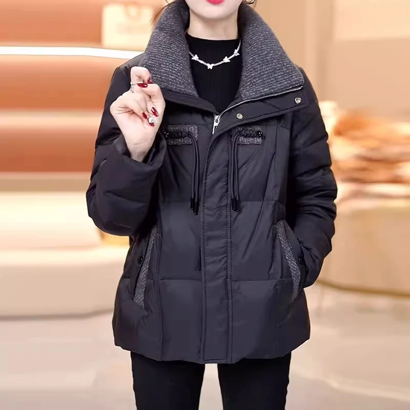 

Утепленная удлиненная куртка-пальто из хлопка для полных женщин, повседневная, свободного кроя, осенне-зимняя